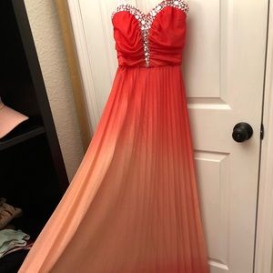 Strapless Coral Ombré Prom Dress / Ball Gown